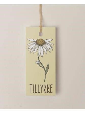 Mouse and Pen Illustration ApS - Wholesale Gift Tag - Tillykke, blomst - Hangtag0
