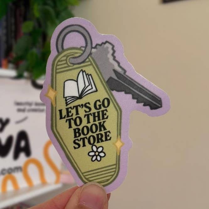 Let's Go to the Bookstore Keychain Bookish Kindle Sticker for wholesale by Art by Viva