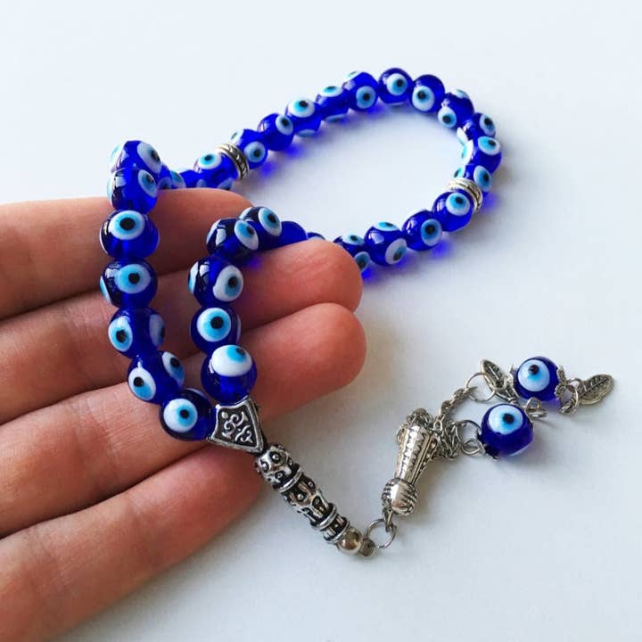 Evileyefavor – Großhandel Tischdeko – Blaues Evil Eye Glas Komboloi