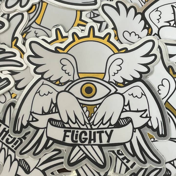Fox and Brambles - Wholesale Sticker - Seraphim Biblical Angel Sticker. Mirror Gold Vinyl Sticker.