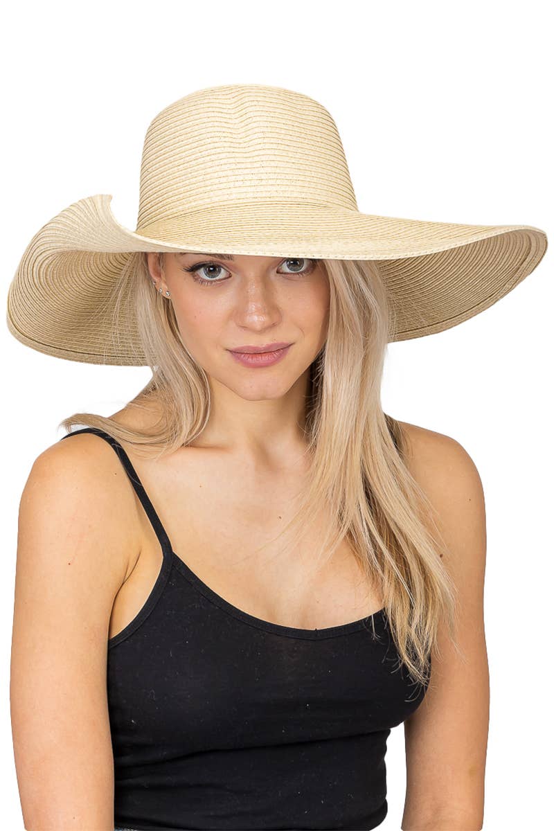 Cap Zone - Wholesale Straw Hat - Women's - Wire Brim Straw Beach Sun Hat69