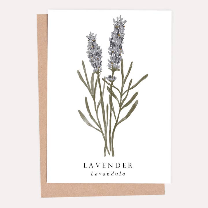 Carte de voeux botanique de lavande pour la vente par HeatherLucyJ Design