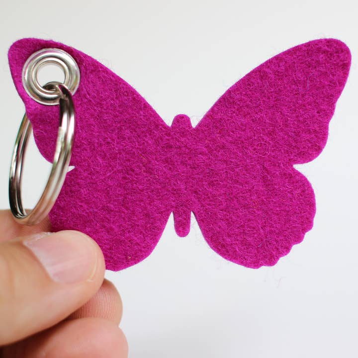 Butterfly Felt Key Fob - USA-made from 100% Merino Wool for wholesale by Feltiva