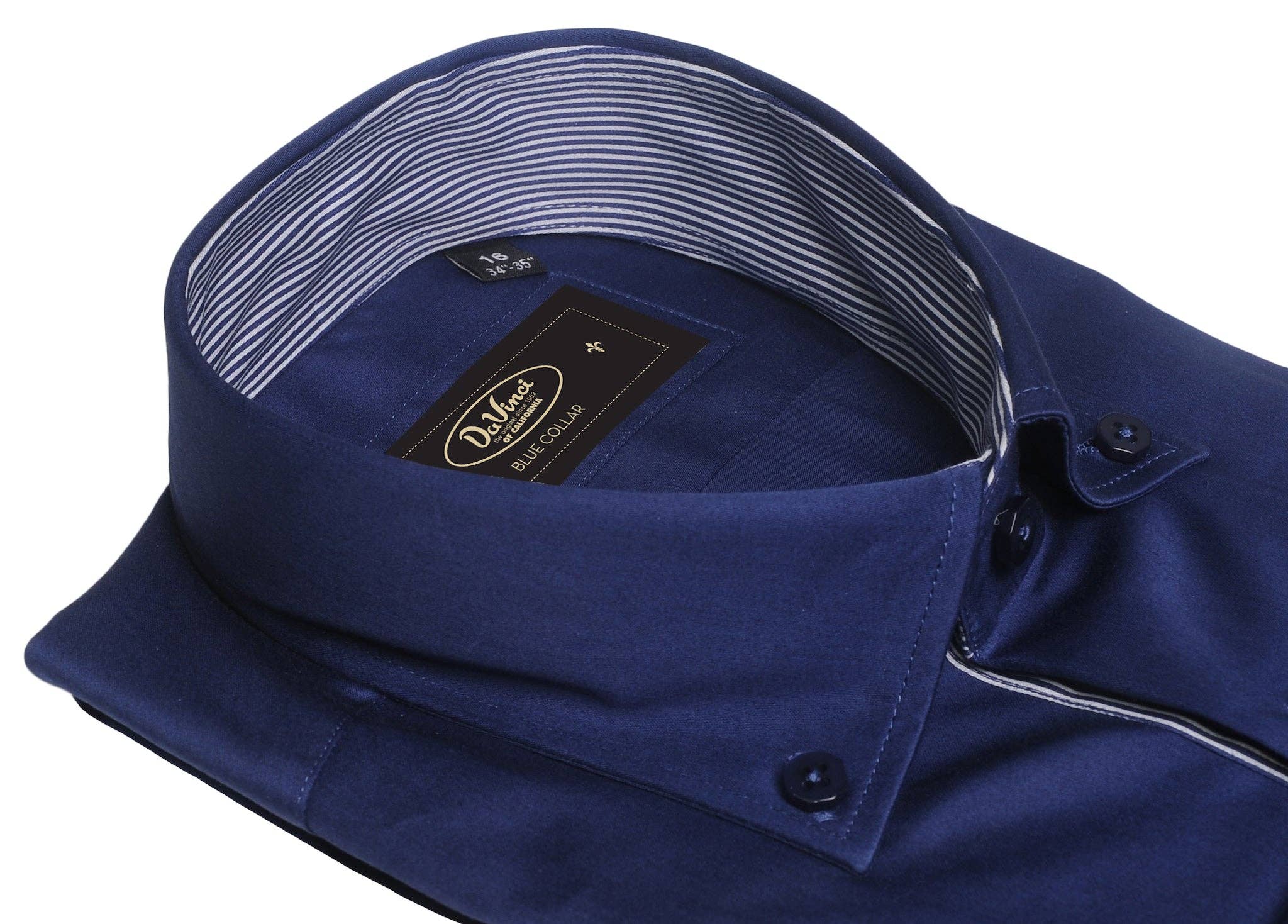 Long-sleeve Button Down Collar shirt | Navy Cotton for wholesale on Faire2