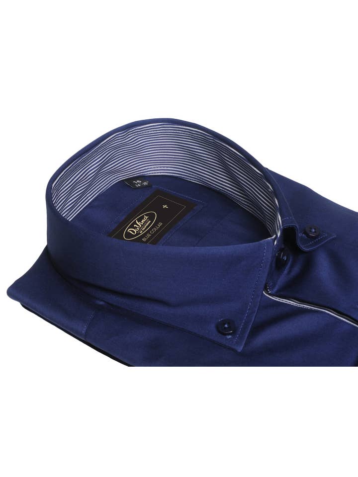 Long-sleeve Button Down Collar shirt | Navy Cotton for wholesale on Faire2