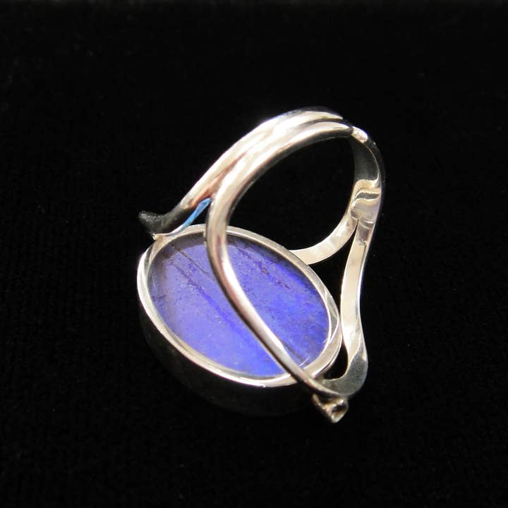 Tika - Wholesale Cocktail/Statement Ring - Reversible Blue Morpho/Sunset Oval Ring (adjustable)