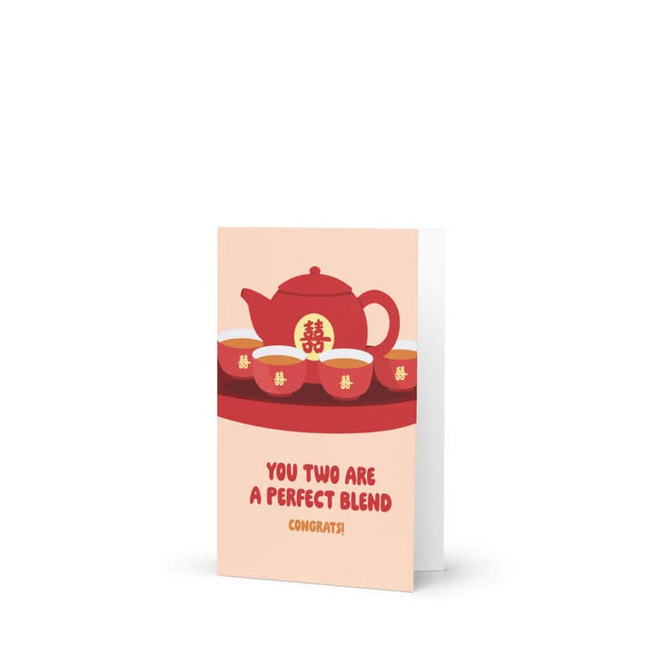 Cute Asian Cards – postal de casamento por atacado – Perfect Blend Convites de Casamento Asiáticos | Cerimónia do Chá Vermelho Chinês Vietnamita2