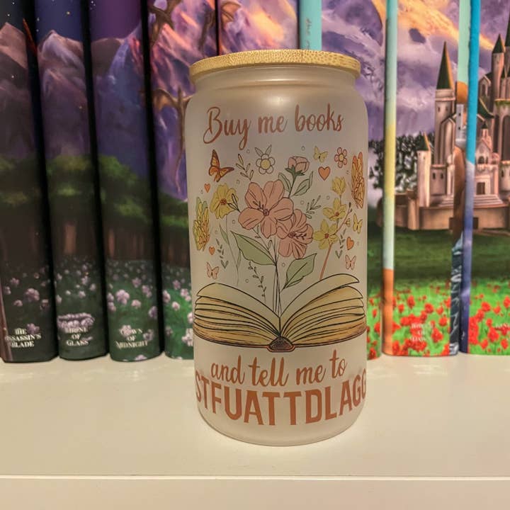 Treasured Tropes Paper Co - Wholesale Drinking Glass/Cup - Stfuattdlagg| Reading Floral | Smut Cup | Iced Coffee Glass1