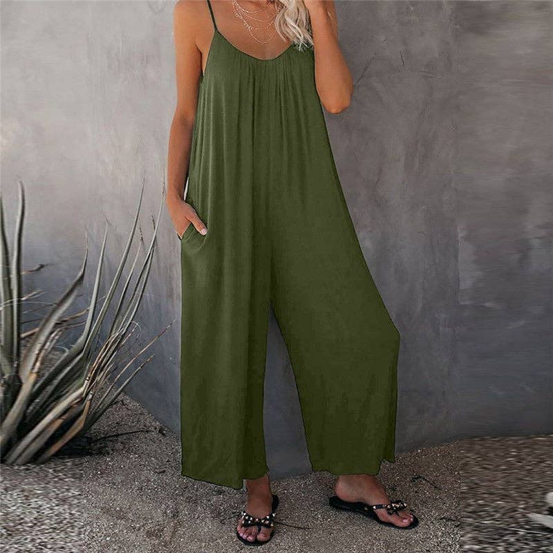 FurDecoration - Wholesale Jumpsuit - Women's - Wide-Leg Spaghetti Strap Loose-Fit Jumpsuit1