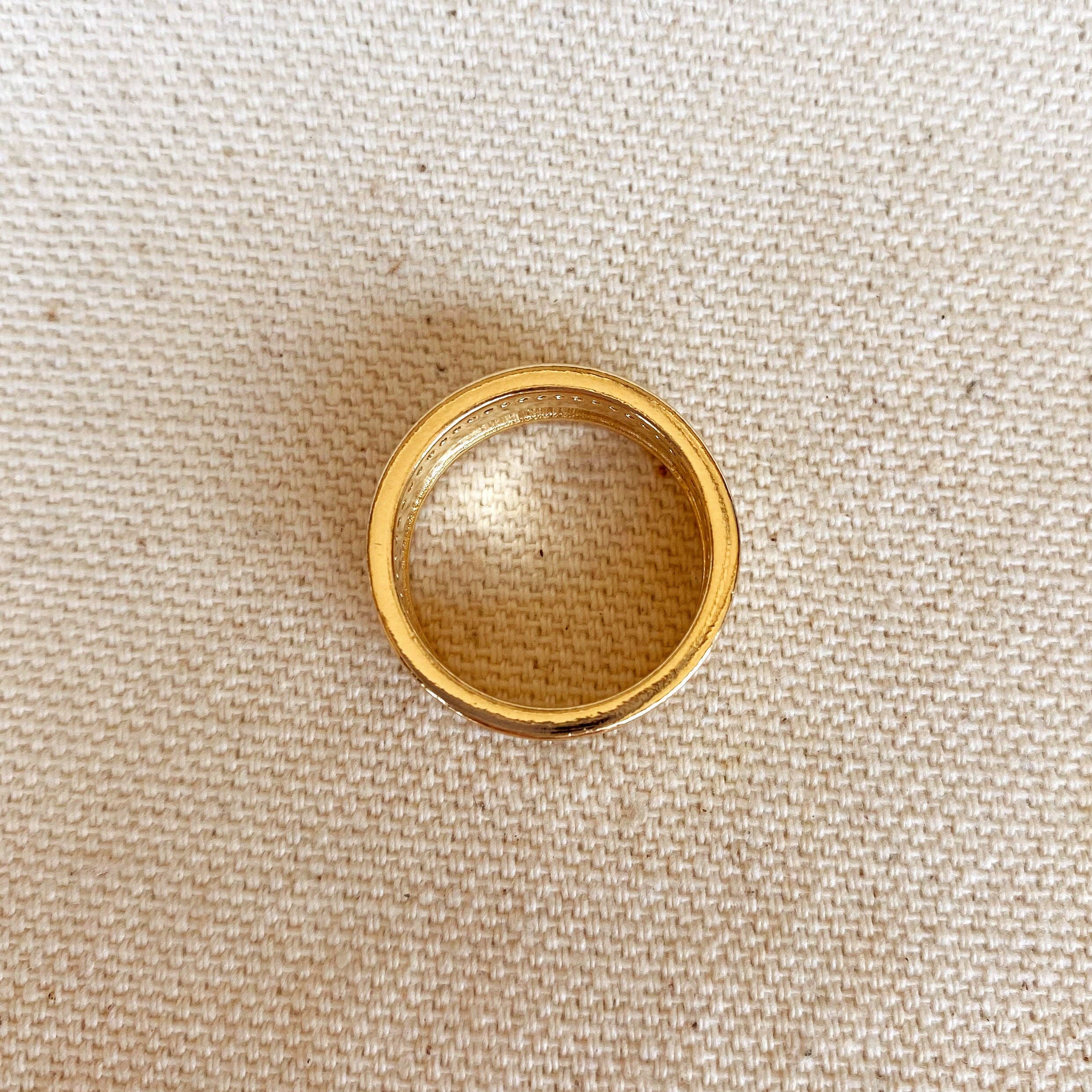 GoldFi - Wholesale Ring met meerdere stenen - 18k goud gevulde Griekse patroon bandring met zirkonia detail2