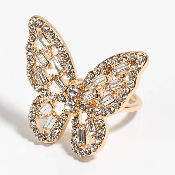 RHINESTONE BUTTERFLY RING for wholesale by Girly