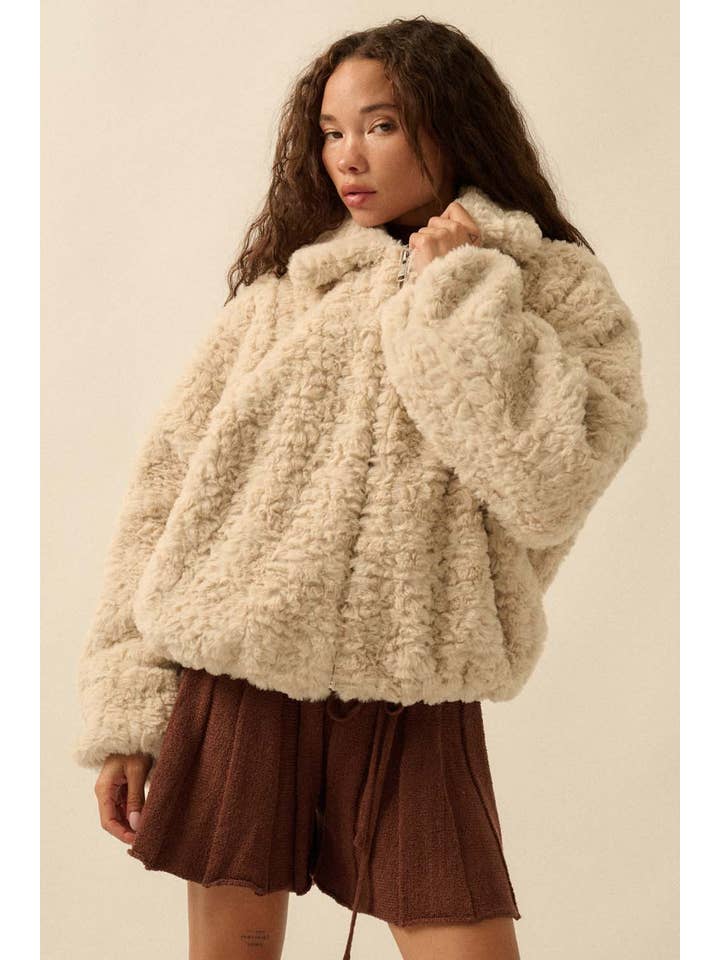 Promesa USA - Wholesale Jacket - Women's - Faux Fur Zip-Up Collared Pocket Jacket8