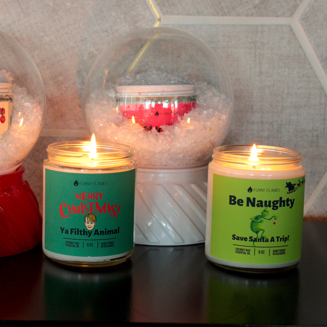 Funny Flames Candle Co - Les Creme - Wholesale Jar/filled candle - Be Naughty, Save Santa A Trip!- Funny Holiday Candle 9oz2