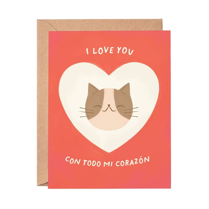 Te Amo Cat Spanish Greeting Card for wholesale by Pardo Paper