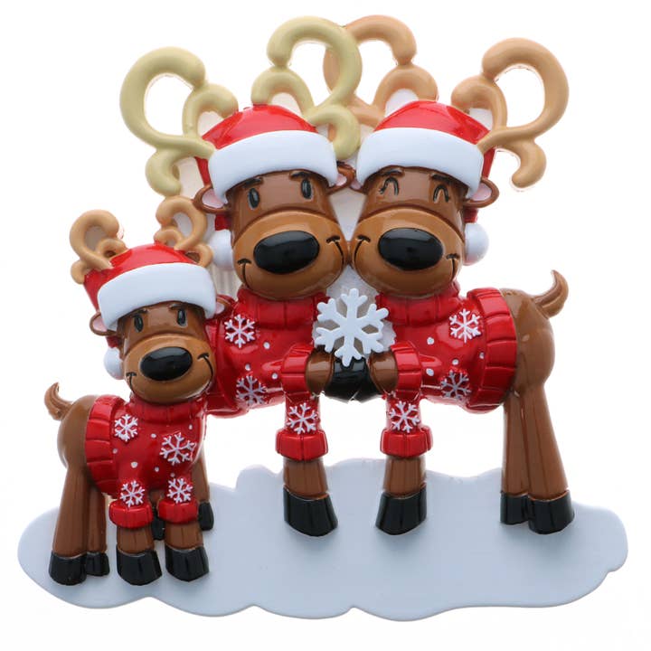 PolarX Ornaments - Wholesale Ornament - Festive Reindeer Family with Snowflake Personalized Ornament