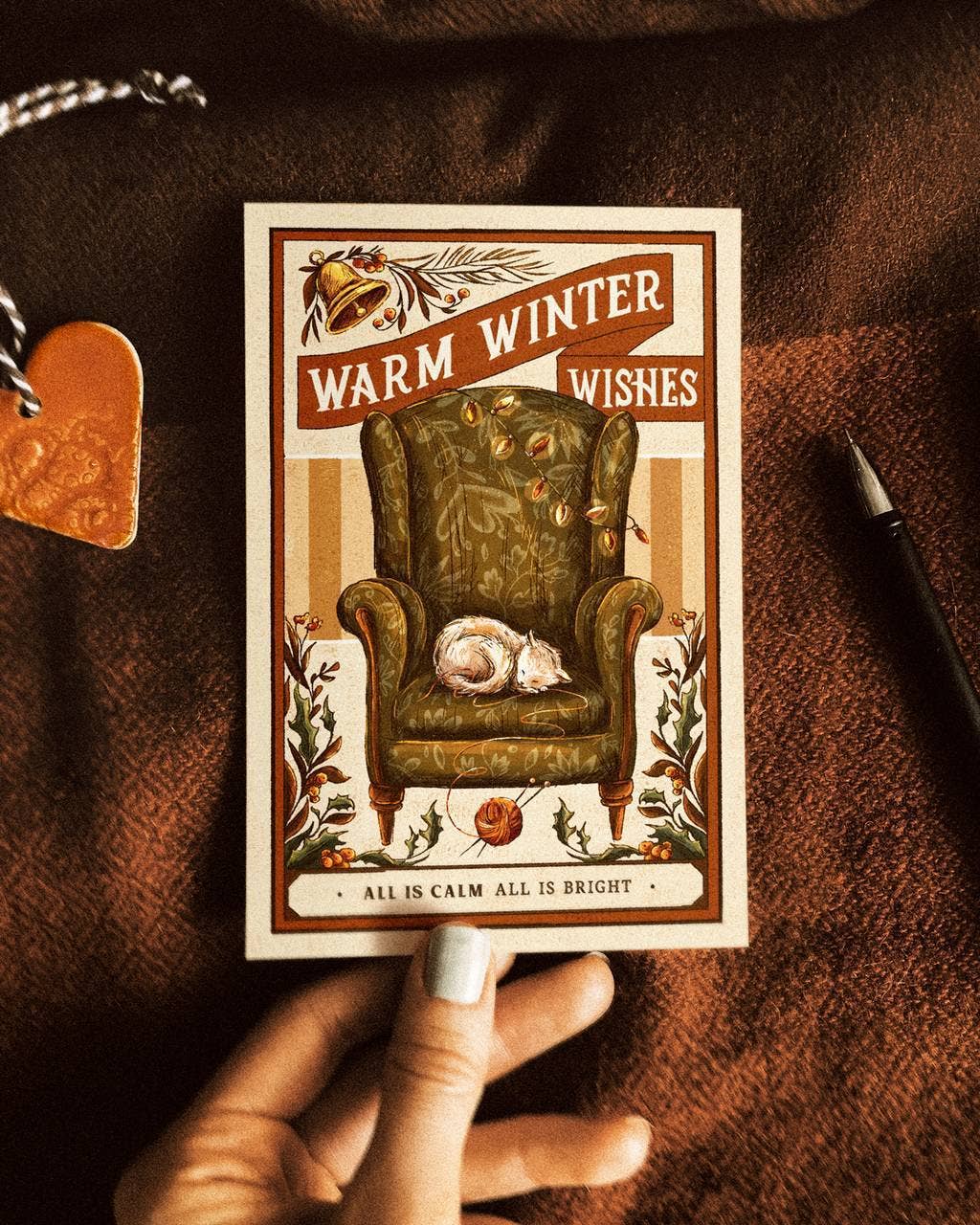 So Quiet - Wholesale Christmas Card - Christmas Cat Postcard4