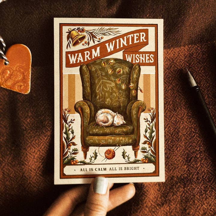 So Quiet - Wholesale Christmas Card - Christmas Cat Postcard4