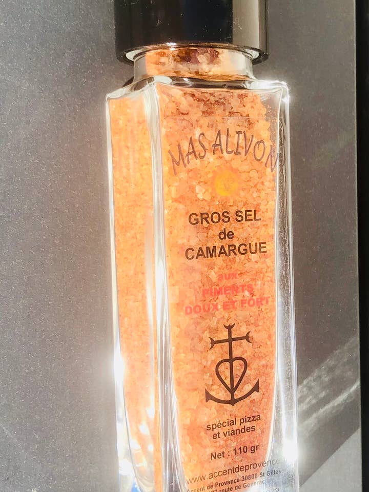 SALE GROSSO DELLA CAMARGUE MACINATO CON 2 PEPERONCINI 110GR per la vendita all'ingrosso da parte di ACCENT DE PROVENCE