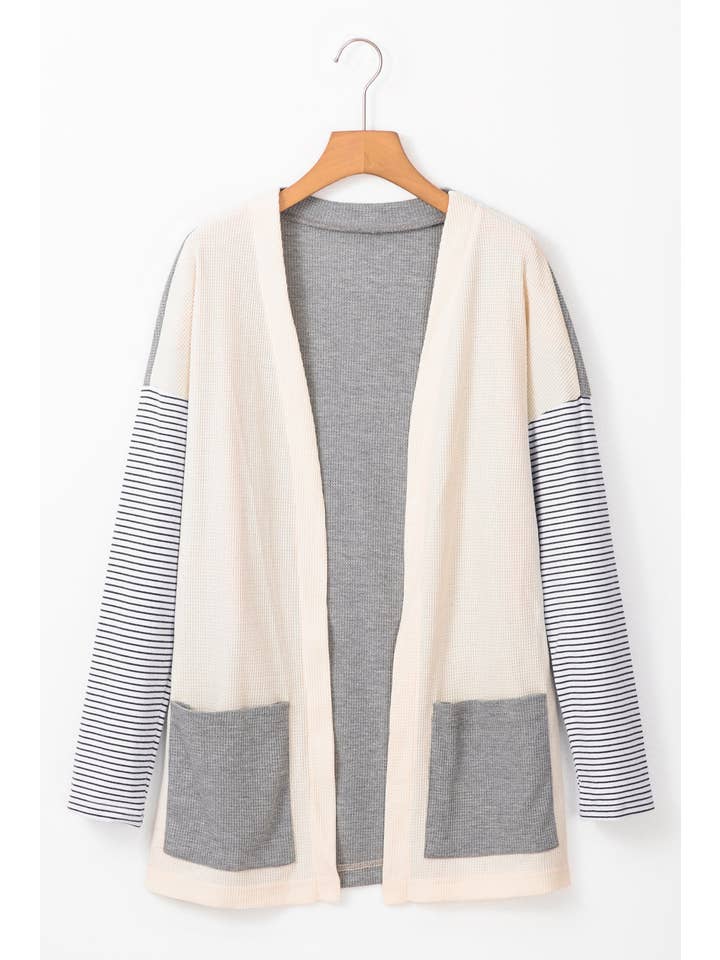 Stripe Colorblock Open Front Cardigan for wholesale on Faire