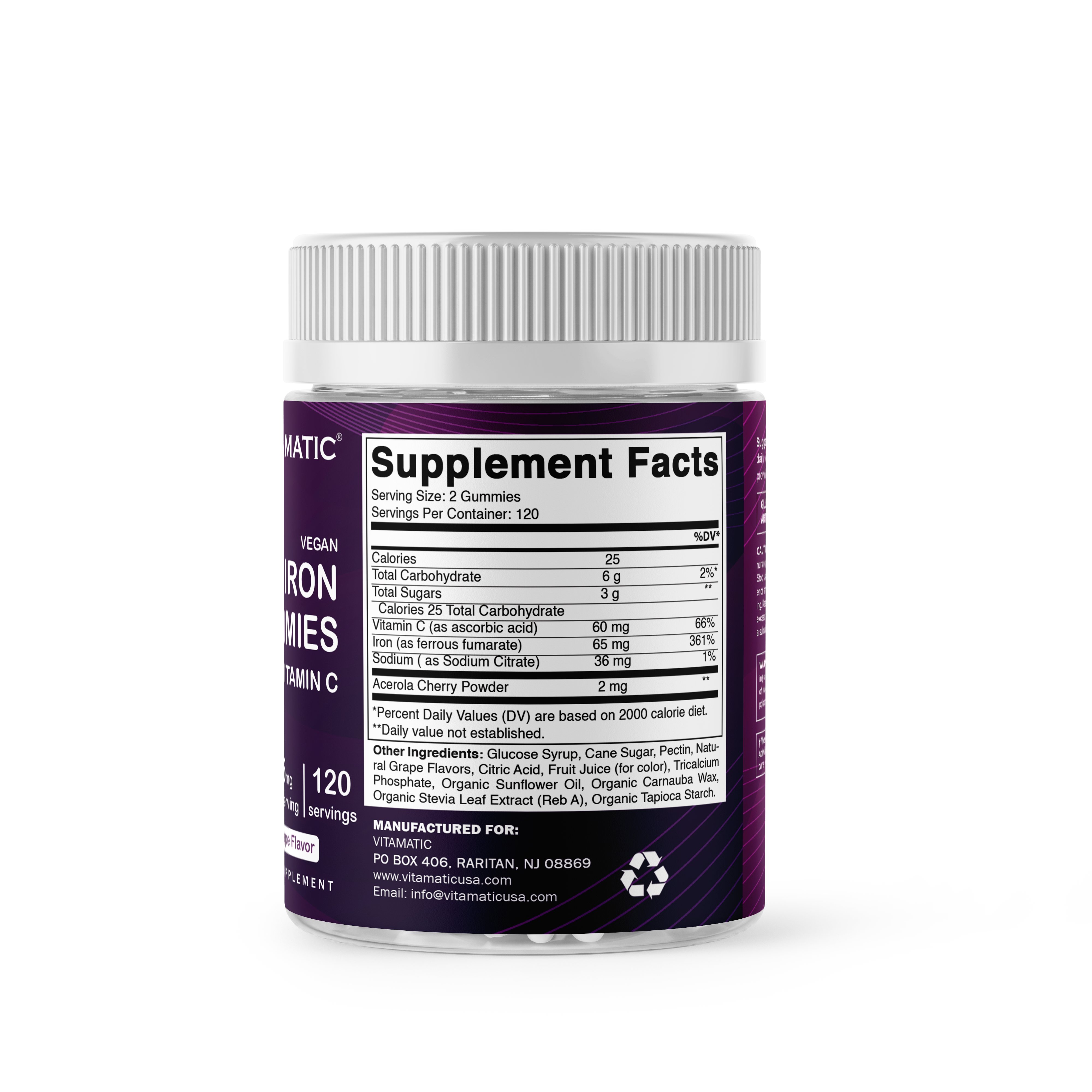 Vitamatic - Wholesale Oral Supplement/Vitamin - Vitamatic| Iron 65 mg Gummies Supplement | 240 Vegan Gummies8