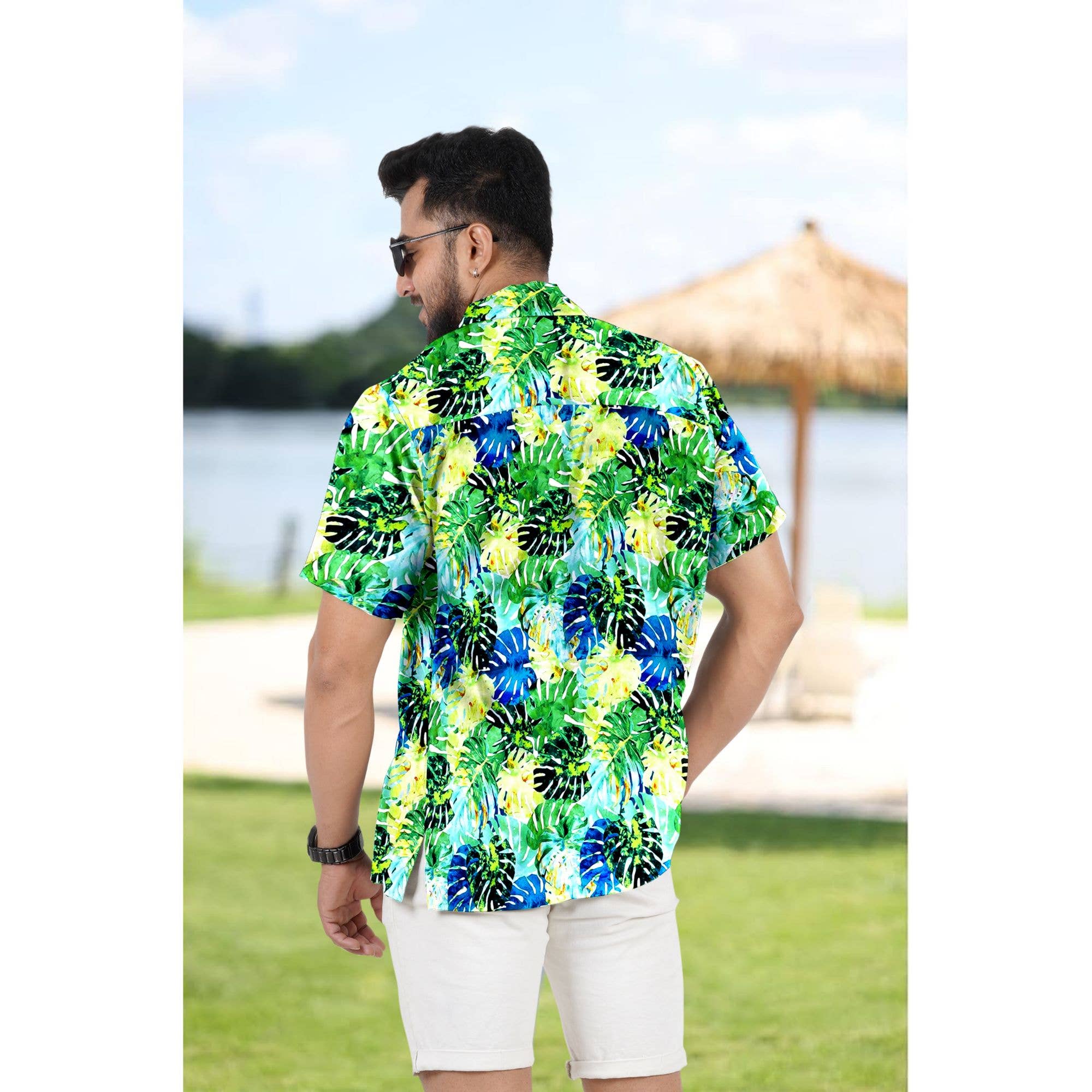Multi Colored Monstera Leaves Fall Printed Relax Hawaiian Shirt For Men for wholesale on Faire4