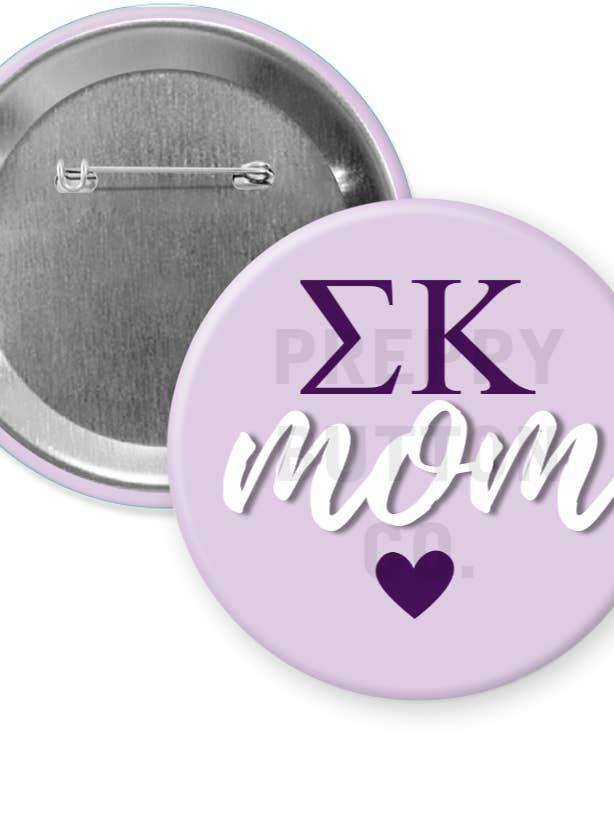 Sigma Kappa Mom Button for wholesale by Preppy Button Co. LLC.