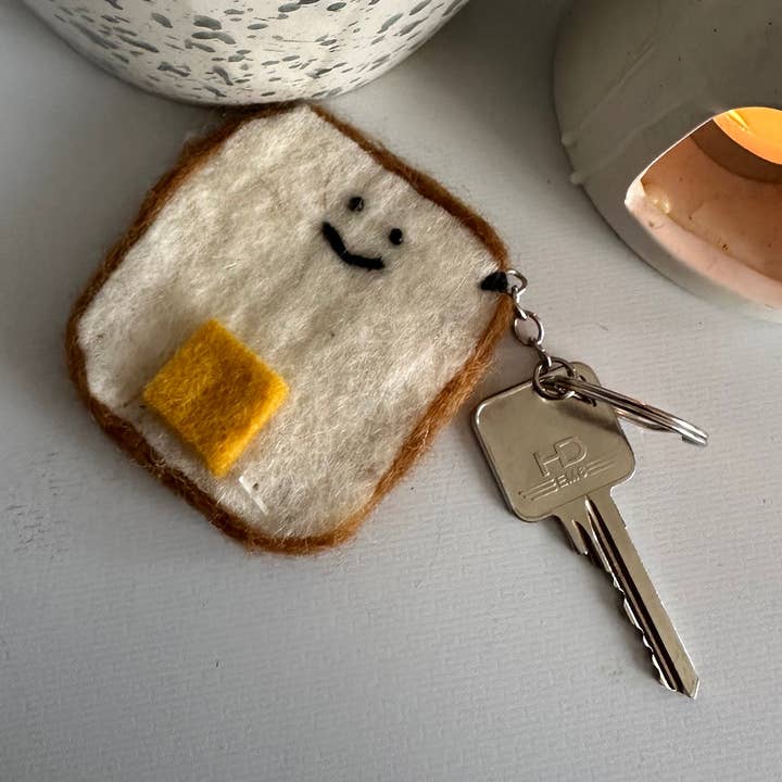 Funky Yak Ltd - Wholesale Keychain - Unisex - Handmade Felt Bread and Butter Keyrings0