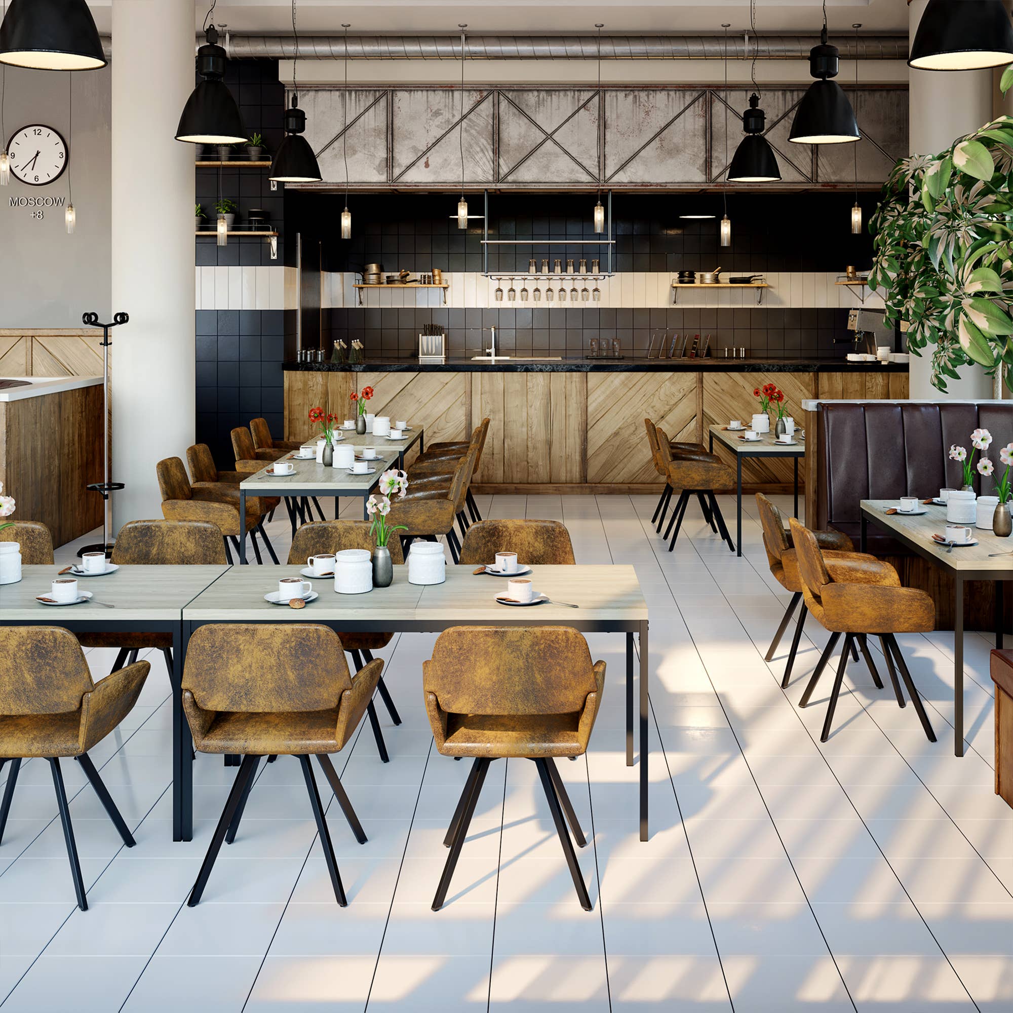 39F Inc. - Wholesale Patio Set - 5-Piece Dining Set 59” Table with Swivel Chair ForRestaurant14