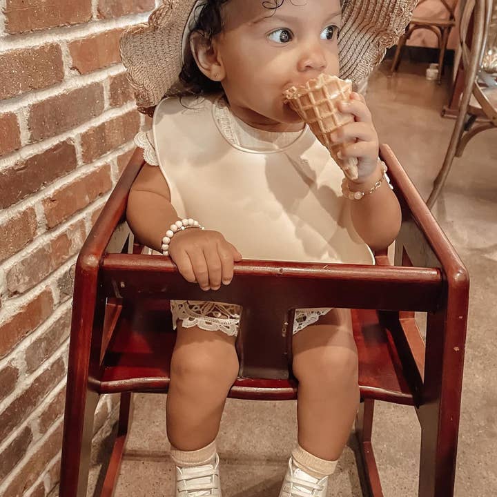 Ali+Oli - Wholesale Bib - Baby - Silicone Baby Bib Roll Up & Stay Closed - (Sand)6