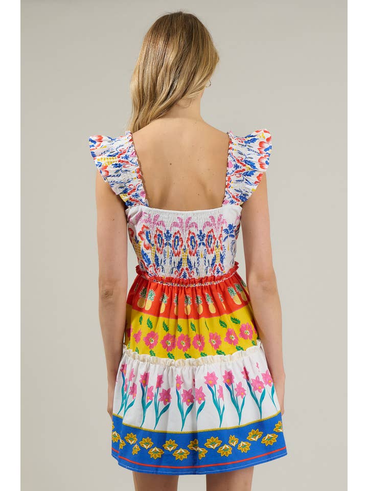 WHITE MULTI Olympia Floral Ruffle Tiered Mini Dress for wholesale on Faire