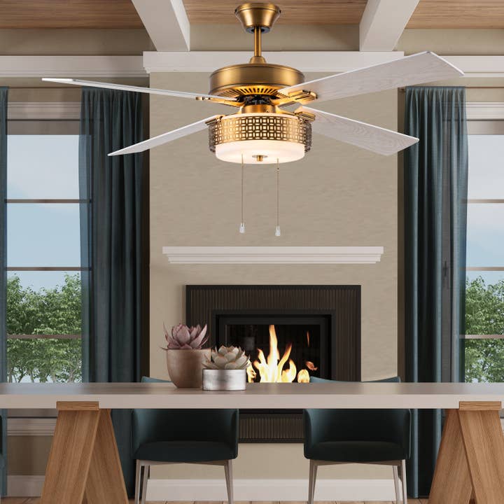 River of Goods - Wholesale Ceiling Fan - 52"W Levi Brass 4-Blade LED Ceiling Fan9