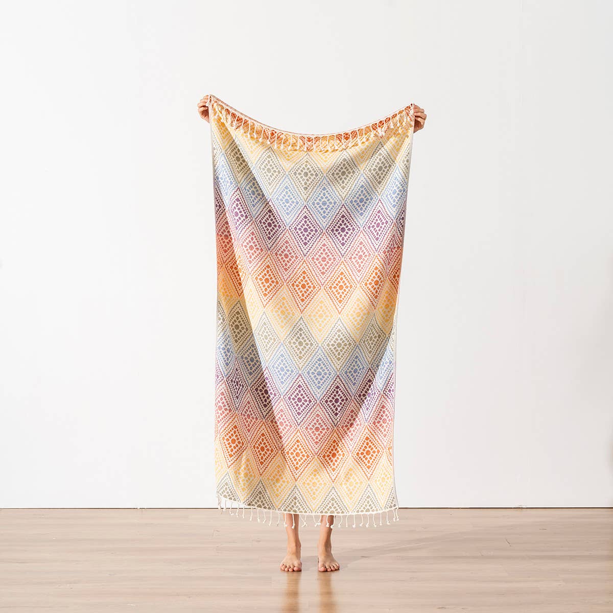 Kikoya - Vente Serviette de plage - Serviette turque multicolore pour bain, plage, spa, piscine avec dos en éponge