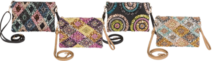 Kaleidoscope Accessories - Vente Sac à bandoulière – femme - Sac à bandoulière en sequins et cuir végétalien, 4 assortiments1