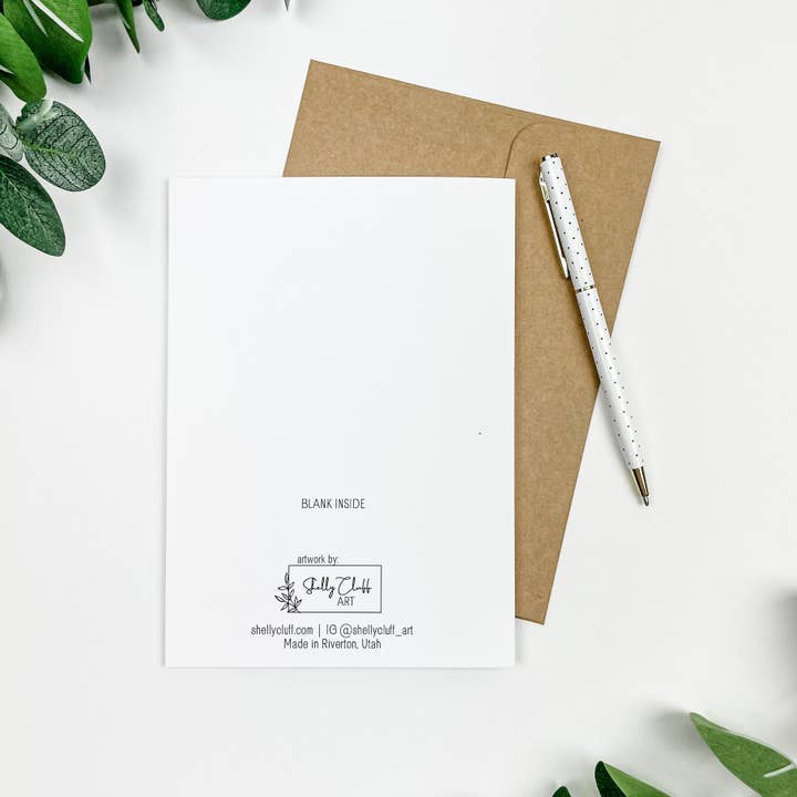 Shelly Cluff Art - Wholesale Everyday greeting card - "Lisianthus" Greeting Card 5x7"1