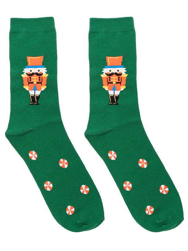 Living Royal - Wholesale Socks - Unisex - 3D Packaged Crew Socks - Holiday - Nutcracker - Green