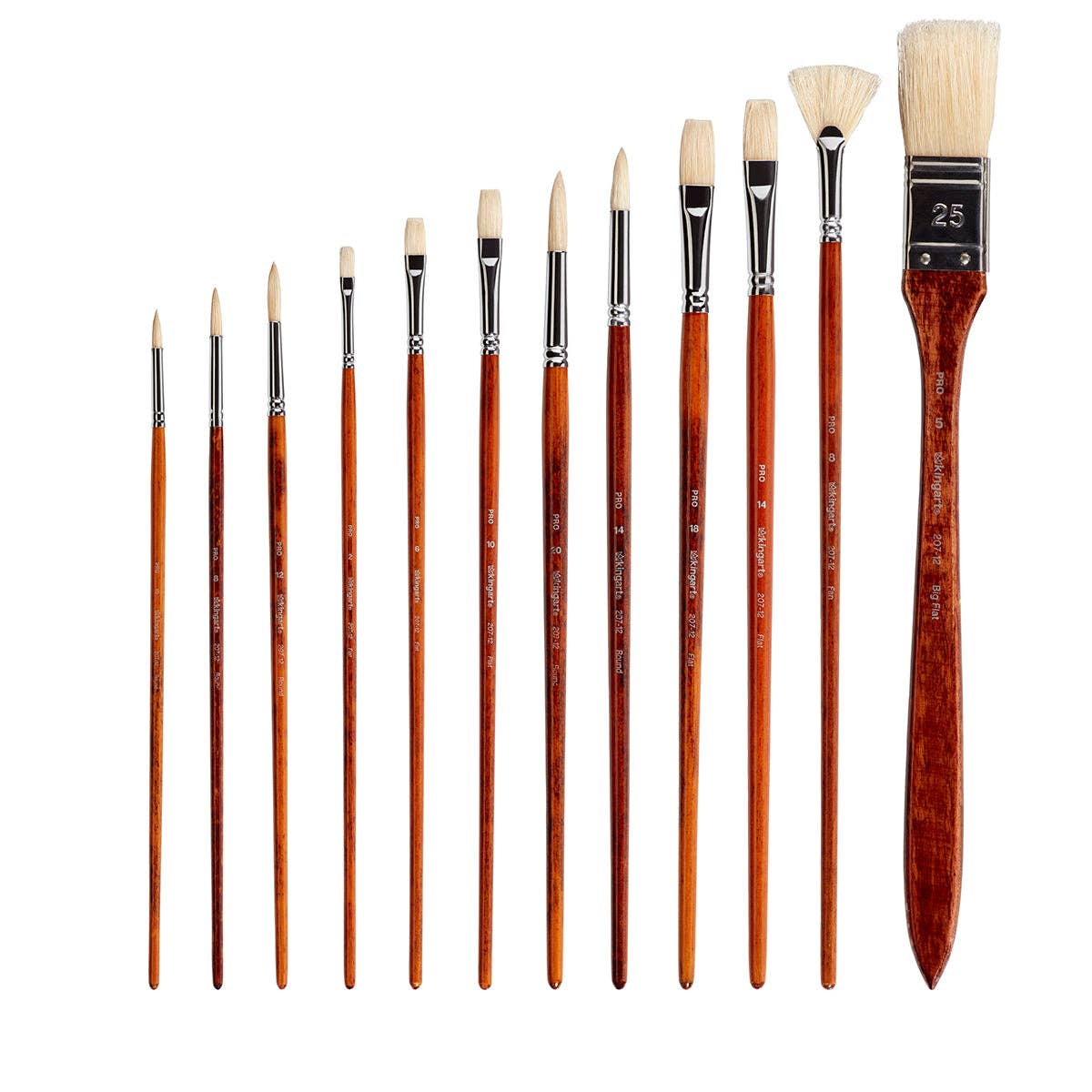 KINGART - Wholesale Paint/Wax Brush - PRO Natural Bristle Brush Set - Long Handle - 12 Pieces2