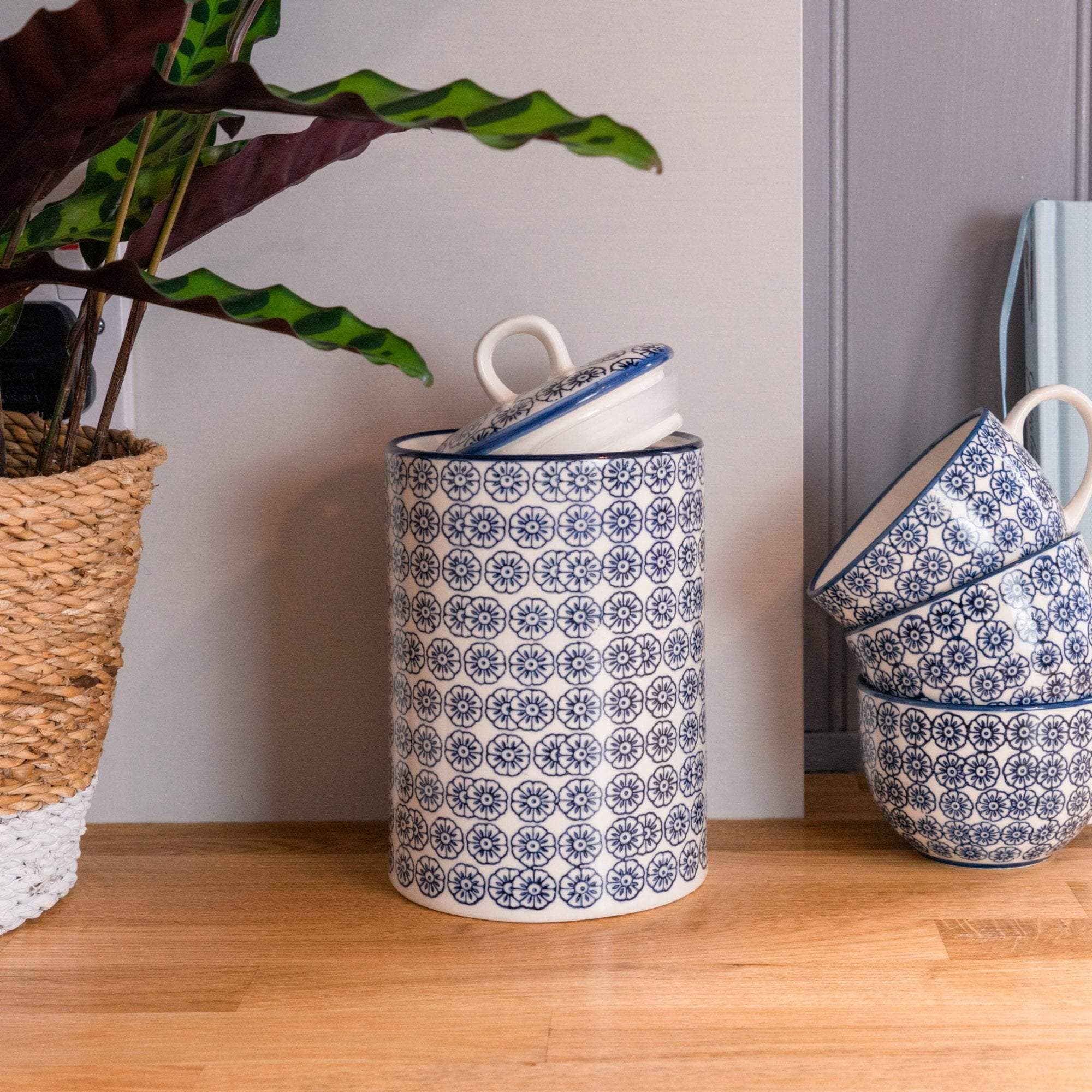 Rinkit Pty Ltd - Wholesale Canister - Nicola Spring Hand-Printed Kitchen Canister - Navy2