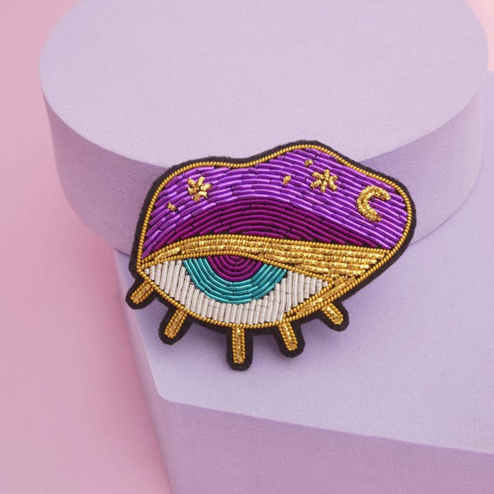 MALICIEUSE - Venta al por mayor Broches - Broche Ojo Mágico Hecho a Mano Bordado Canutillo - Místico