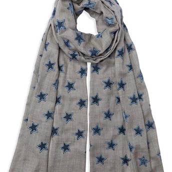 Velvet Star Cashmere Pashmina, Naturfarben/Grauer Stern für den Großhandel von Somerville Scarves