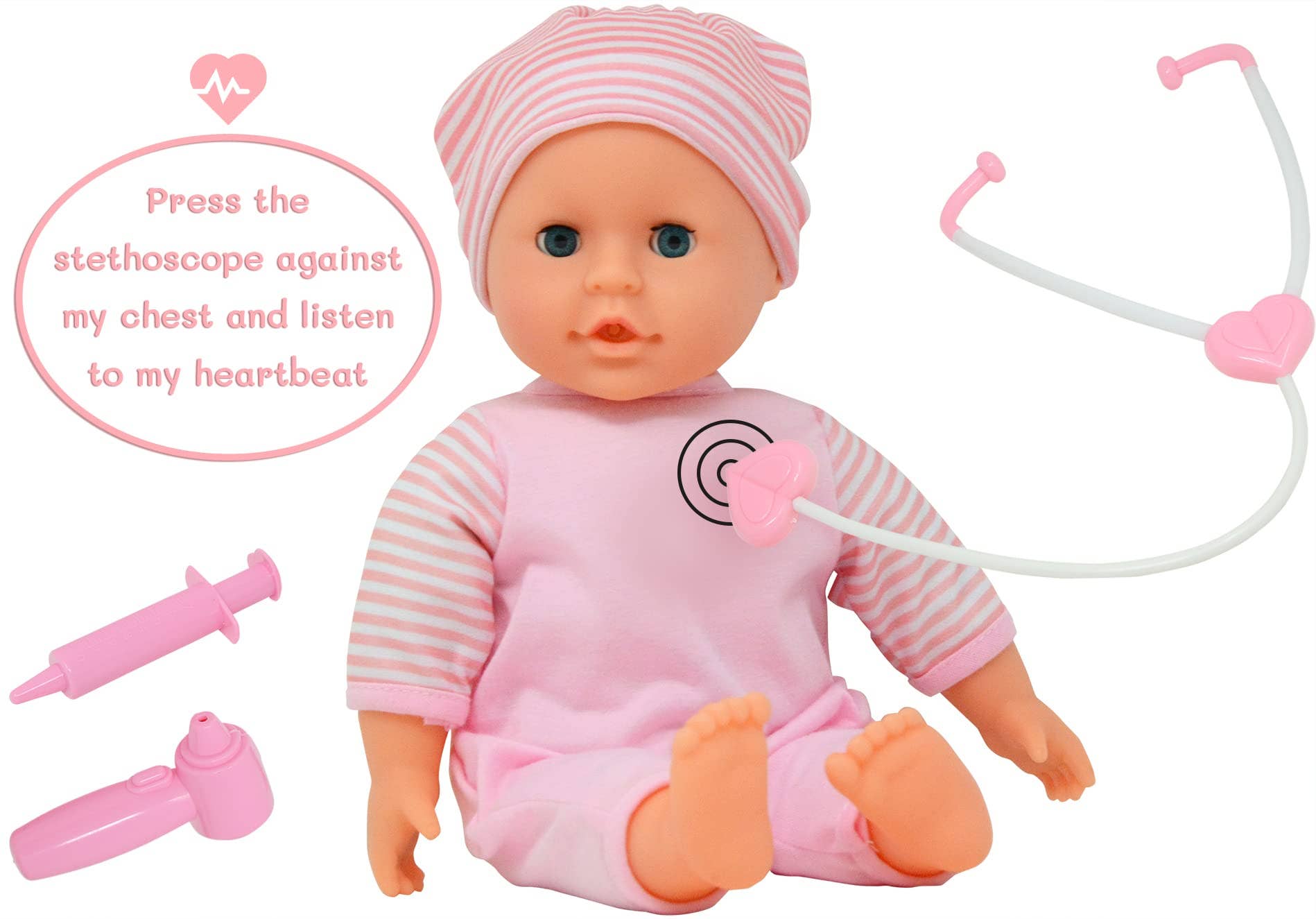 The New York Doll Collection - Vente Poupée – enfant - Ensemble de docteur poupée parlante interactive - Poupée de 14 po rose2