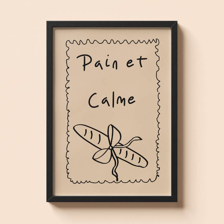 Stampa d'arte di pane francese Decorazione da parete minimalista per la vendita all'ingrosso da parte di Chantelle Taylor Illustrations