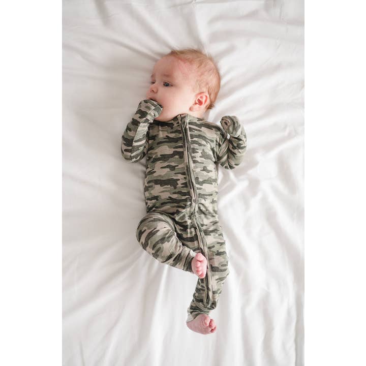 Zipper Romper - Camo for wholesale by Harp Angel Boutique