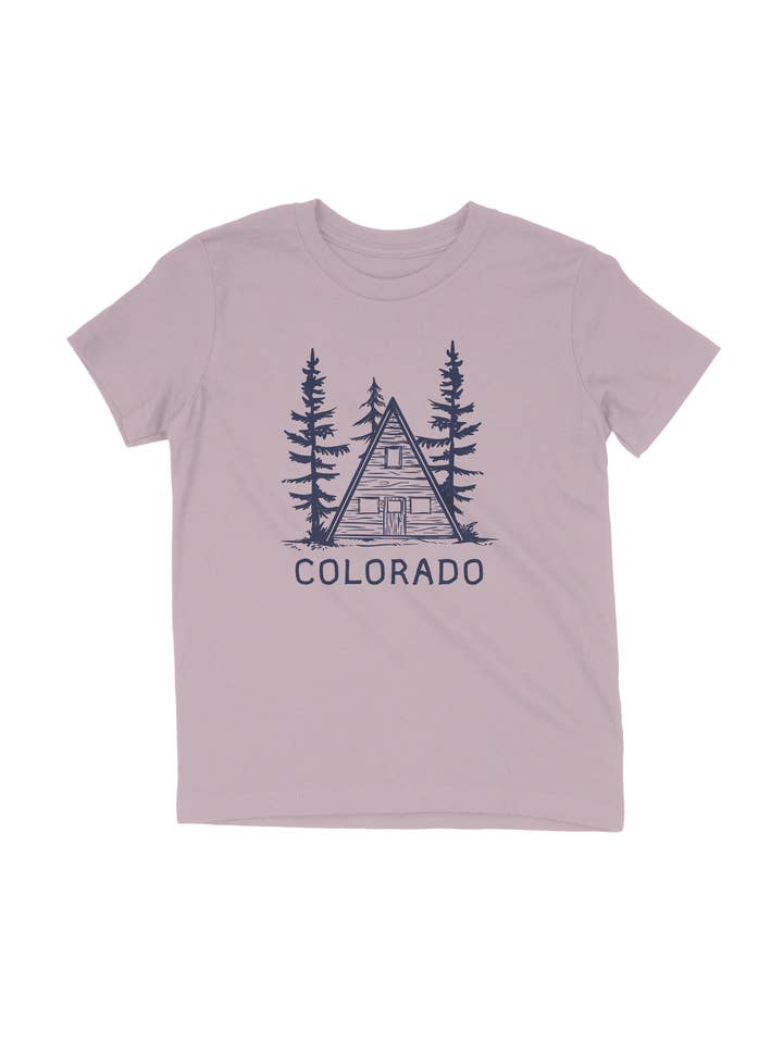 Colorado A-frame hut kindershirt voor wholesale door Buffalo Mountain Print + Supply