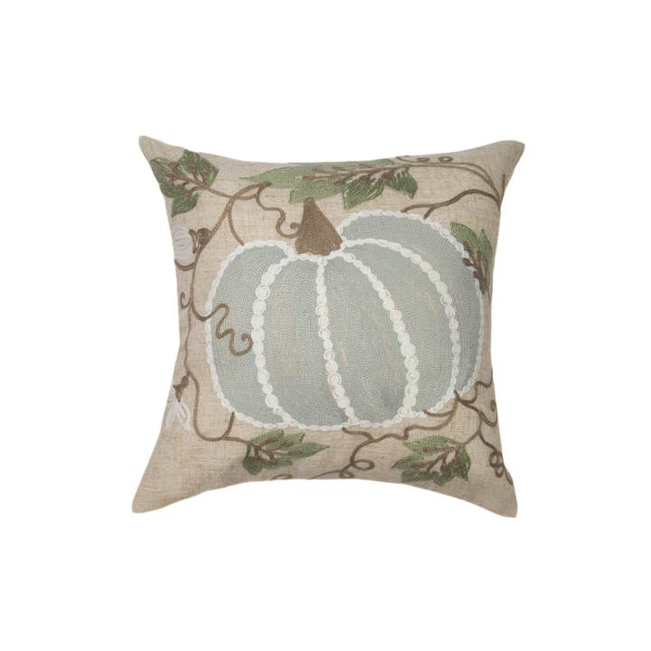 Pumpa och vinstockar crewel broderade höst kudde, 14 ”x14” för wholesale av Xia Home Fashions & Manor Luxe