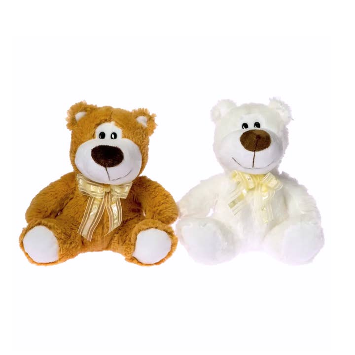 9"H Assorted Joey Bears w/ Ribbon - Brown & White for wholesale by Jacobson