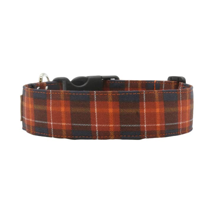 Dark warm plaid fall dog collar - The October for wholesale by Paper Chasing Collars Dog Accessories