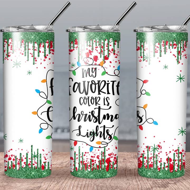 Christmas Lights Tumbler, 20oz Skinny Tumbler, Christmas Cup for wholesale by Dm Crafting