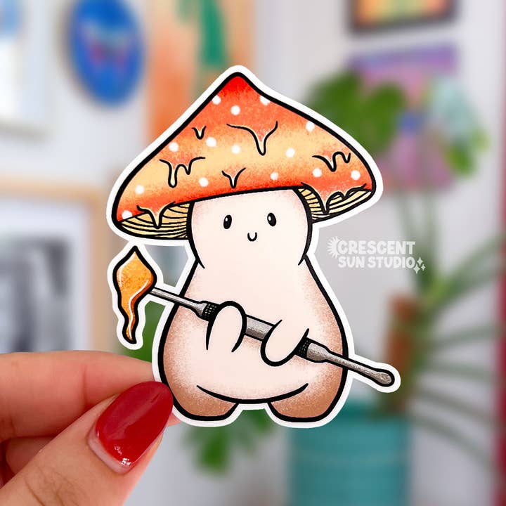 Adesivo Fungo Stoner Dab, Adesivo 420, Adesivo Dispensario per la vendita all'ingrosso da parte di Crescent Sun Studio