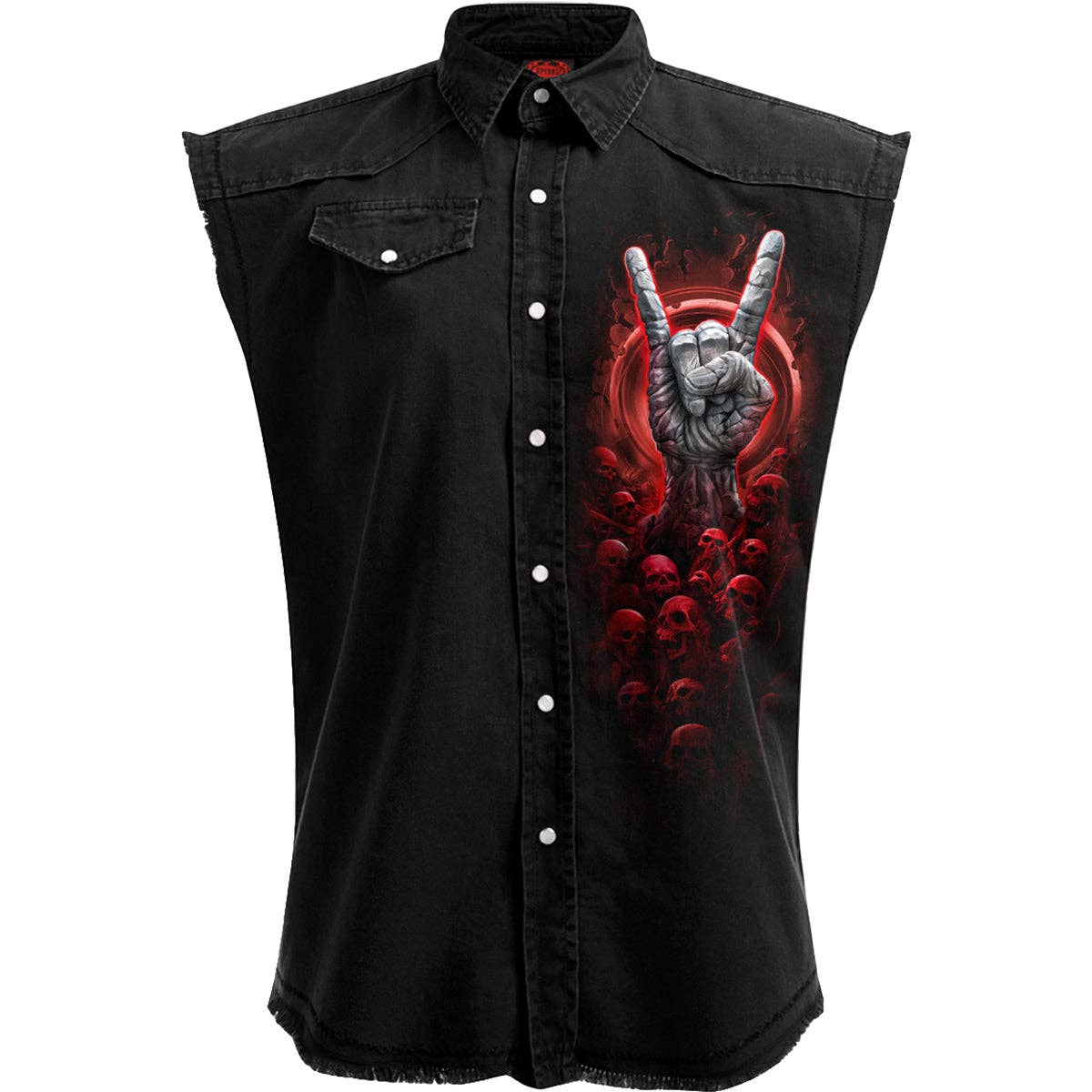 Spiral – wholesale Buttoned-down shirt – Men's – TOMB OF ROCK - Sleeveless Stone Washed Worker Black0