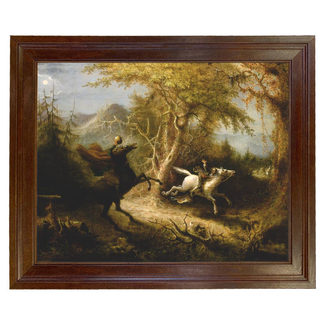 Madison Bay Co. - Historical Home Decor Reproductions - Wholesale Schilderen/Tekenen - Schilderijafdruk van de Ruiter zonder Hoofd die Ichabod Crane Achtervolgt21